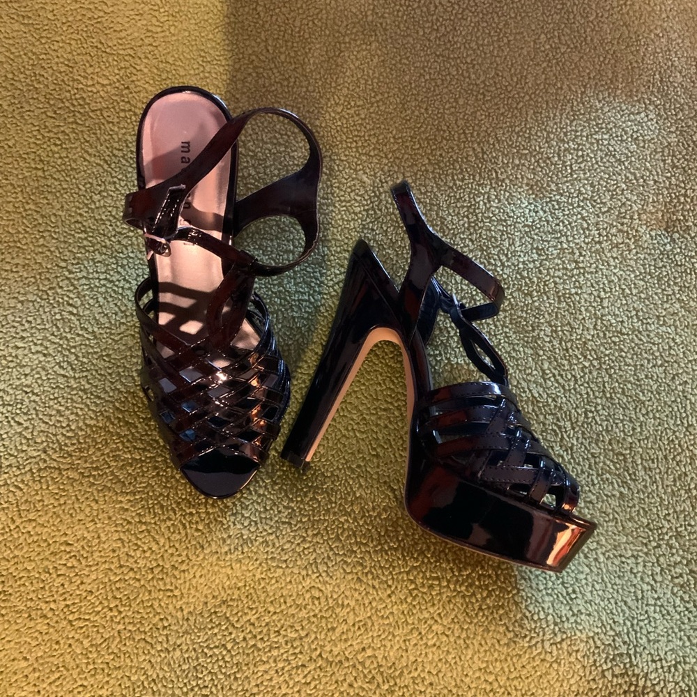 Madden Girl Black Strapped Platform Stilettos